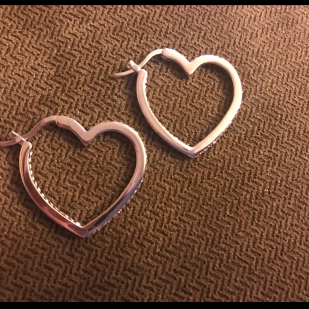 Heart Hoop Earrings Never Worn